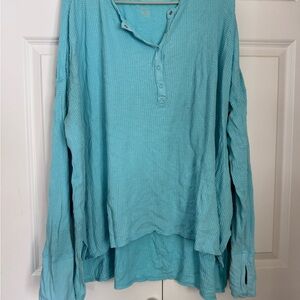 American Eagle Outfitters Blue Waffle Knit Top